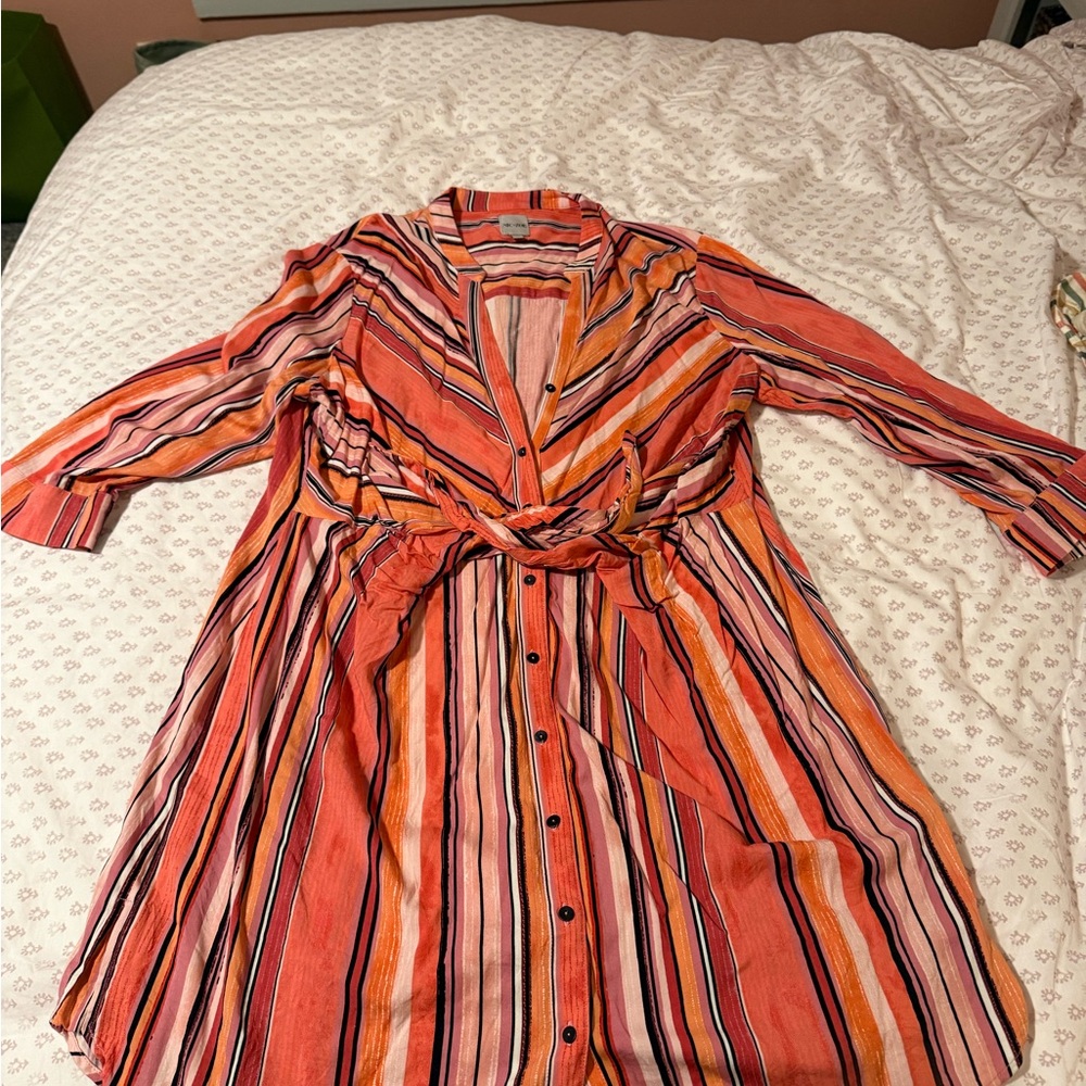 Nic and Zoe Striped Multicolor Shirt Dress